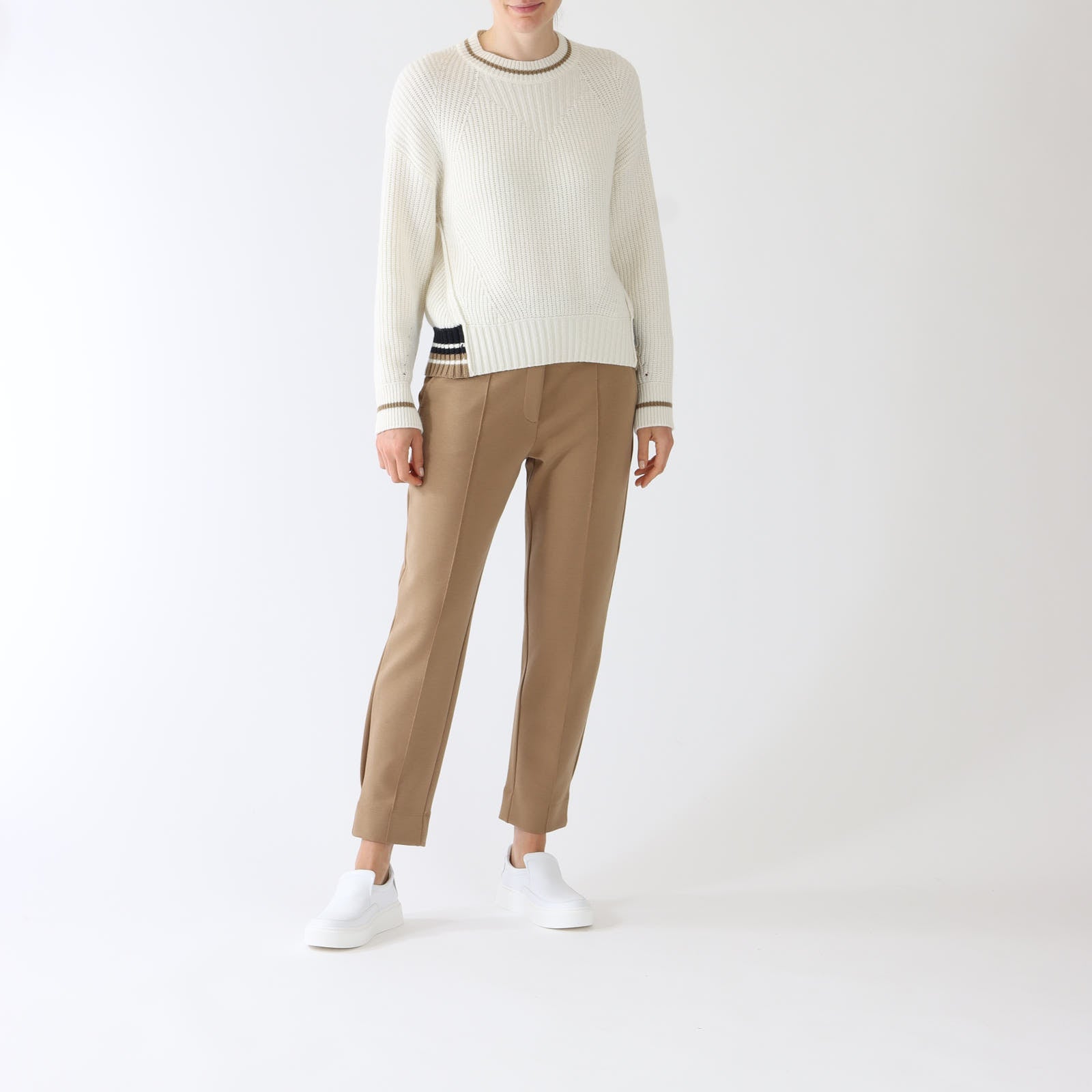 Off-White Ribbed Wool & Cashmere Blend Sweater