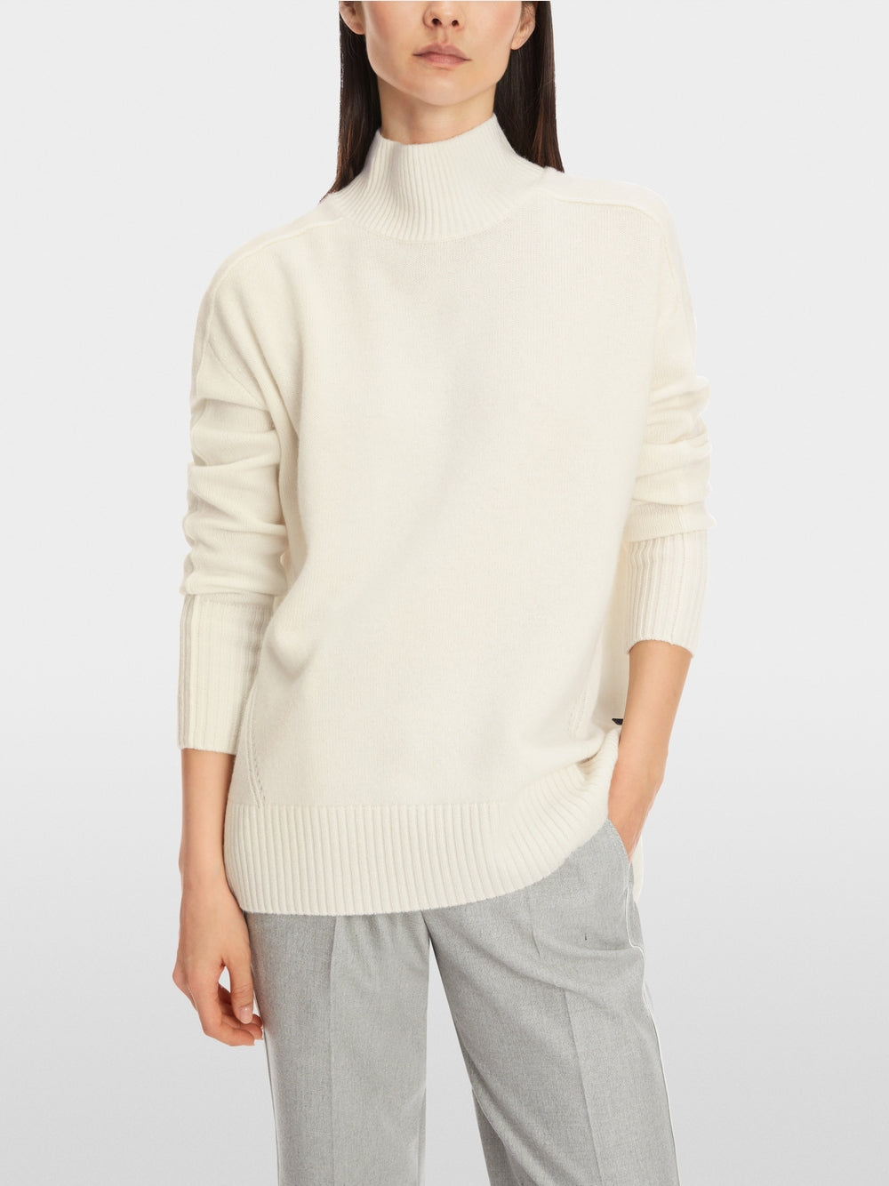 Off White Cashmere Blend Polo Neck Sweater