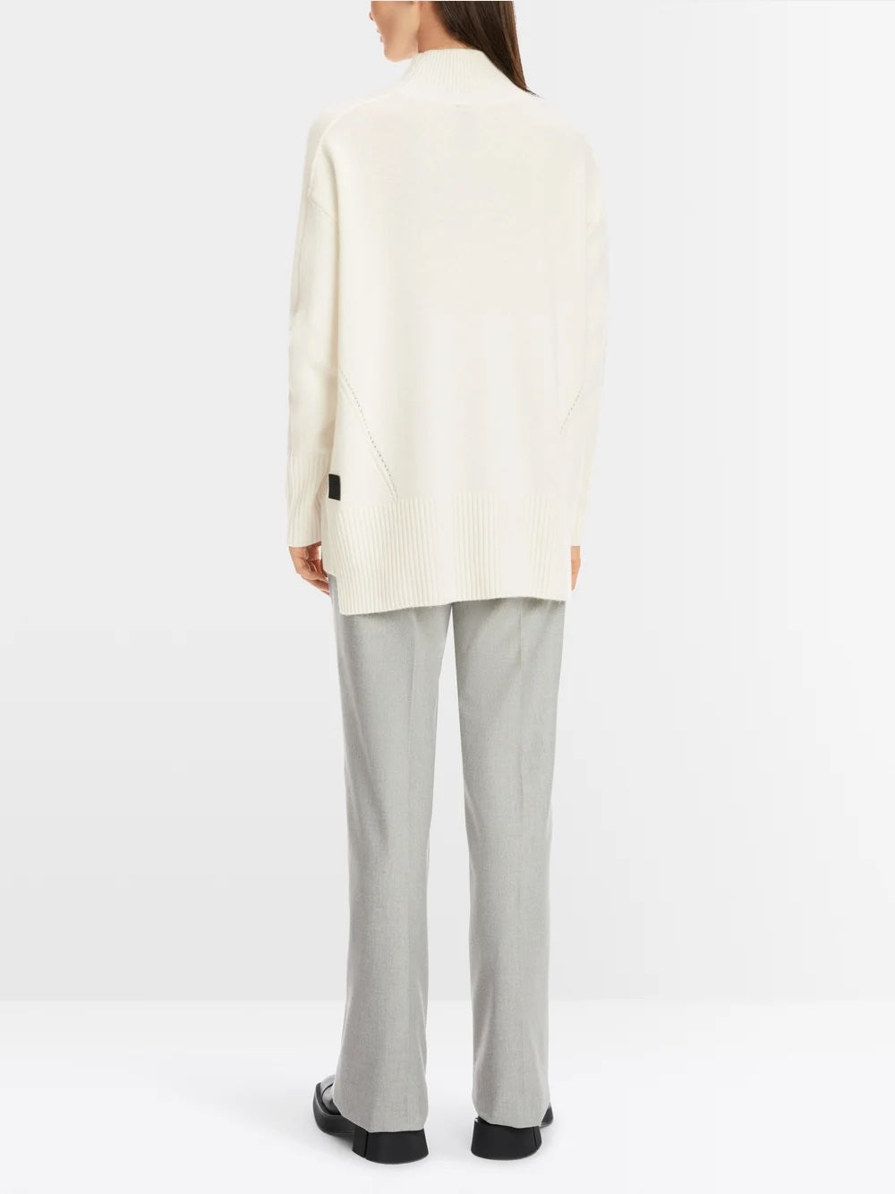 Off White Cashmere Blend Polo Neck Sweater