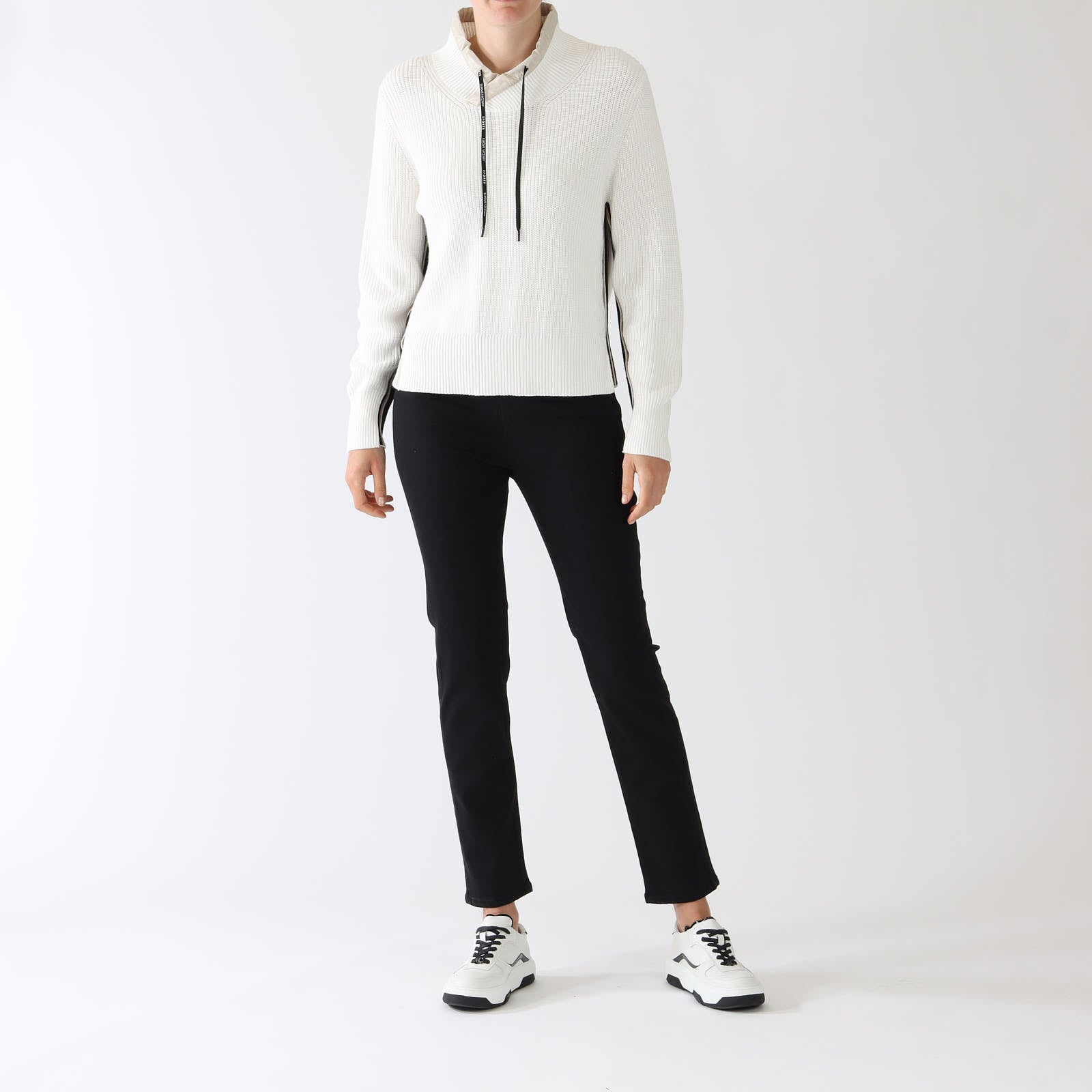 Off White Cotton Blend Sporty Sweater