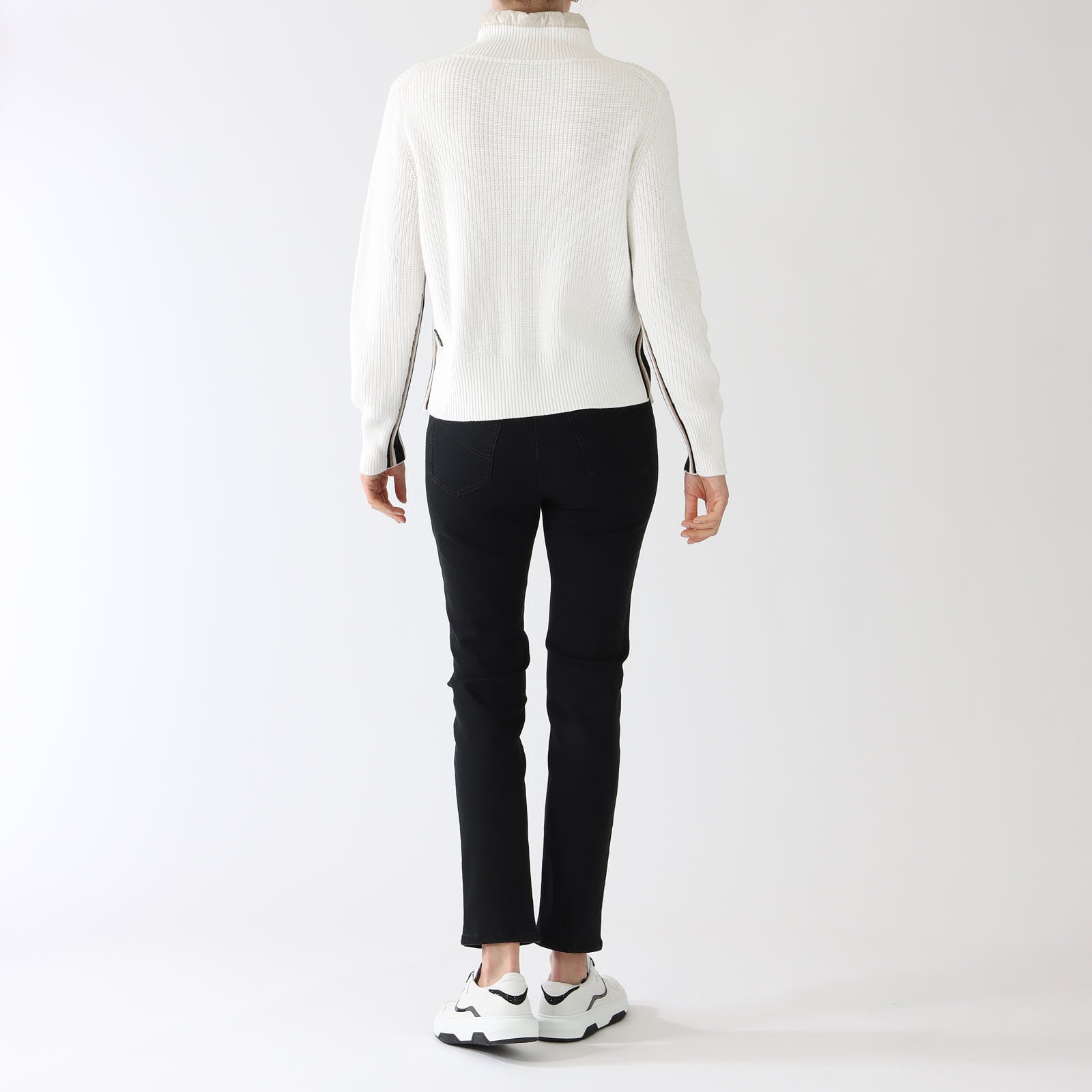Off White Cotton Blend Sporty Sweater