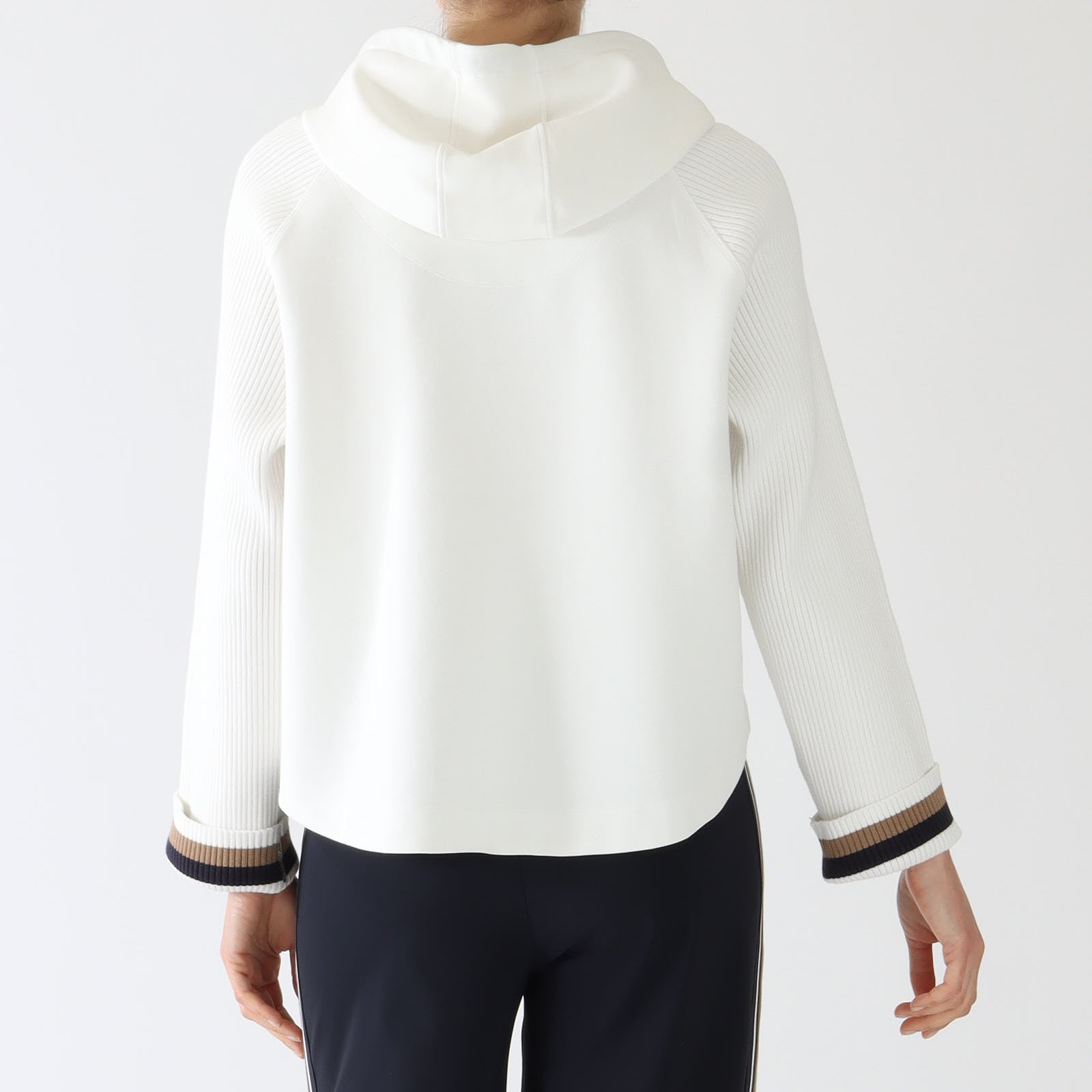 Off White Knit Sleeved Sweatshirt