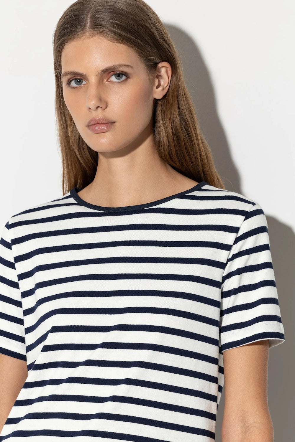 Off White & Navy Striped T-Shirt