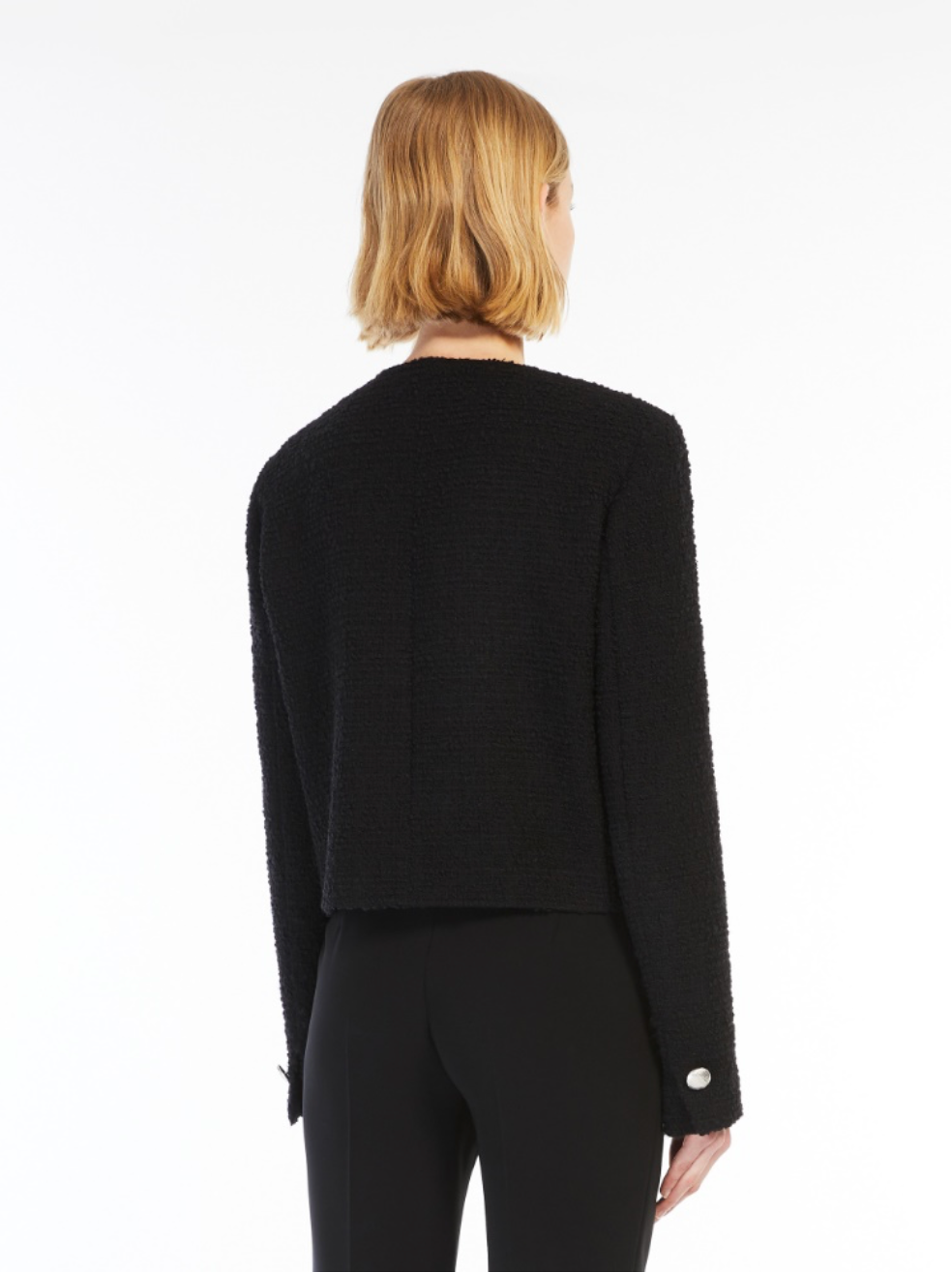 Onirica Black Bouclé Jacket With Crystal Trim