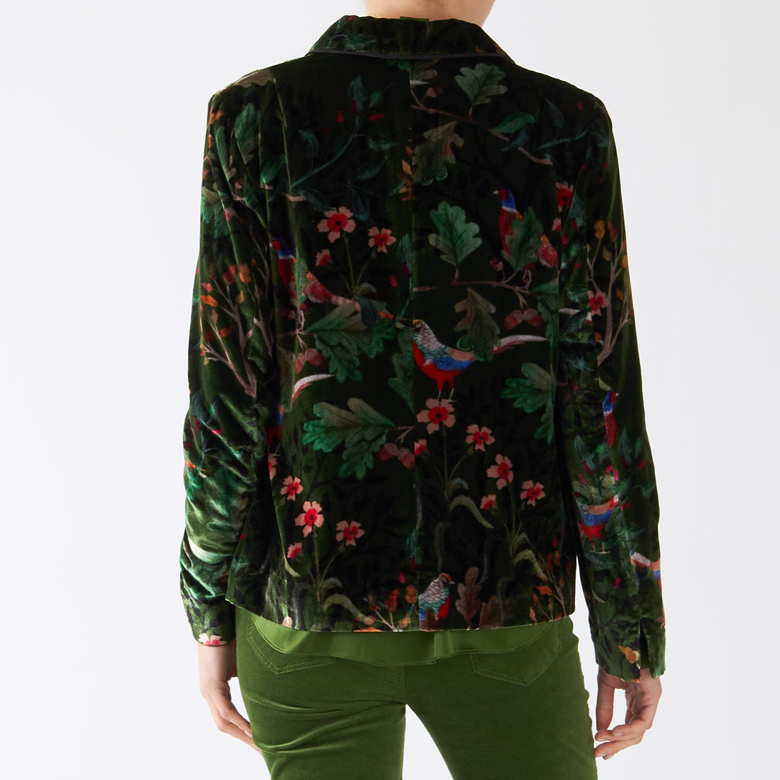 Orient Green Faisen Print Velvet Jacket