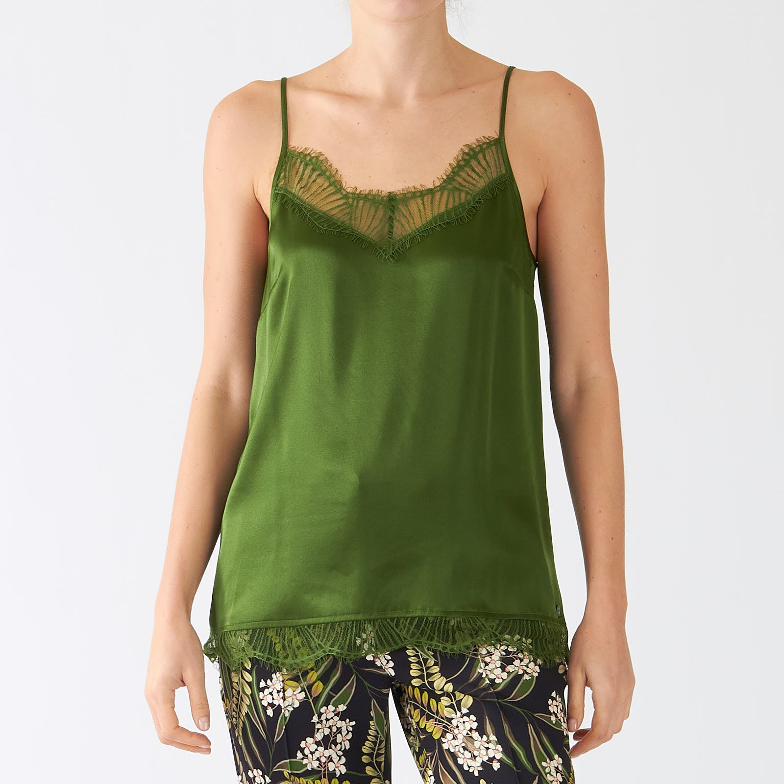 Orient Green Lace Silk Camisole