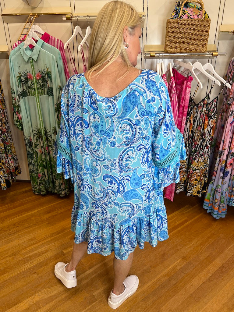 Paisley Azure Scilla Silk Dress