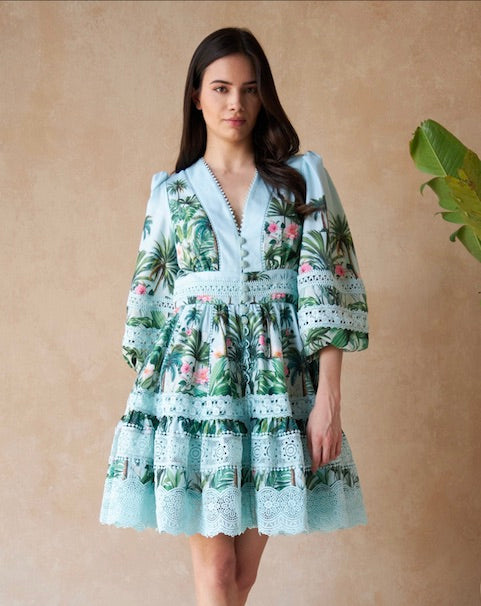 Palm Green Bavarian Linen Dress