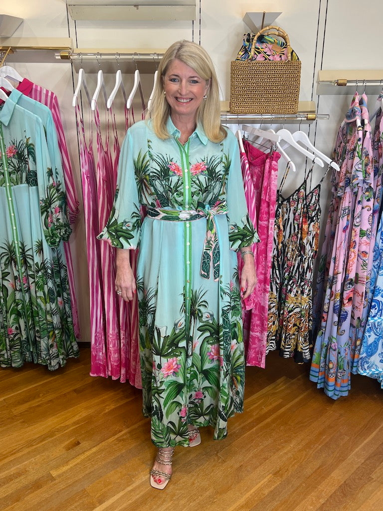 Palm Green Mahonia Silk Maxi Dress