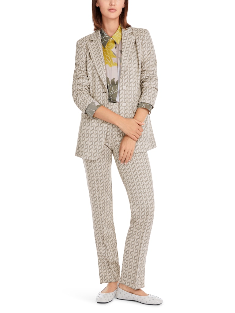 Pearl Melange Geometric Print Blazer