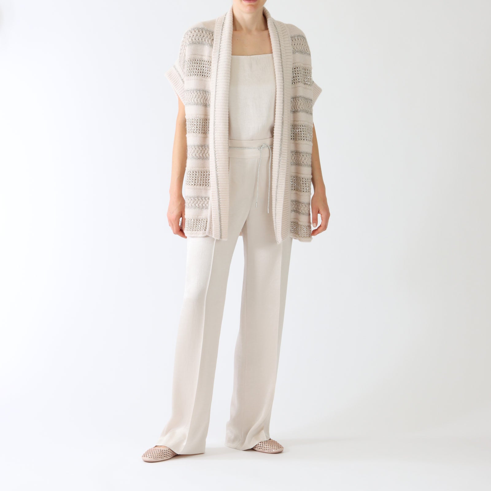 Pearl Lurex Stripe Knitted Waistcoat