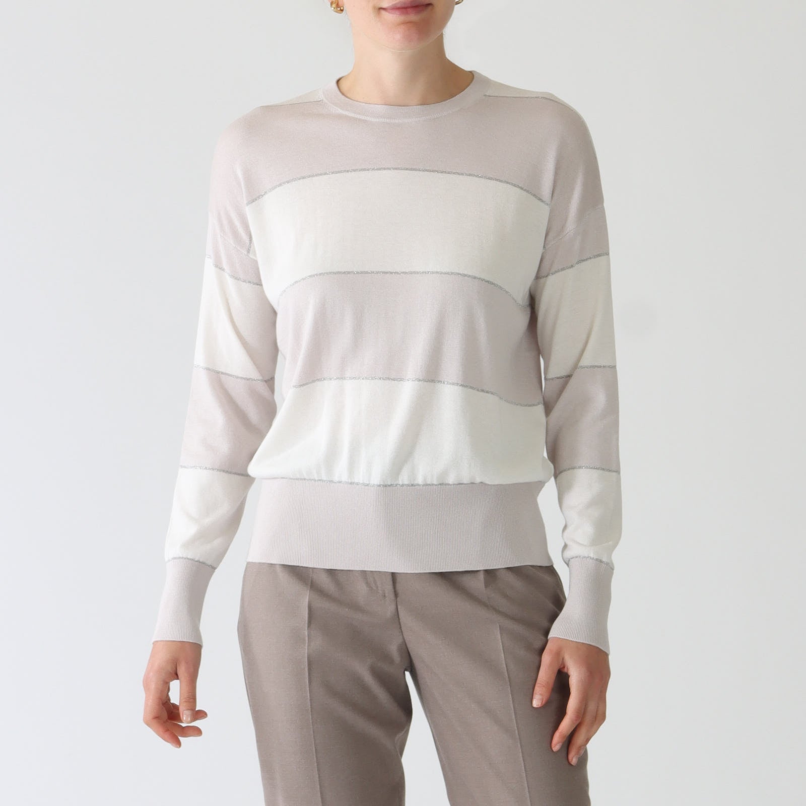 Perla and Bianco Lurex Striped Sweater