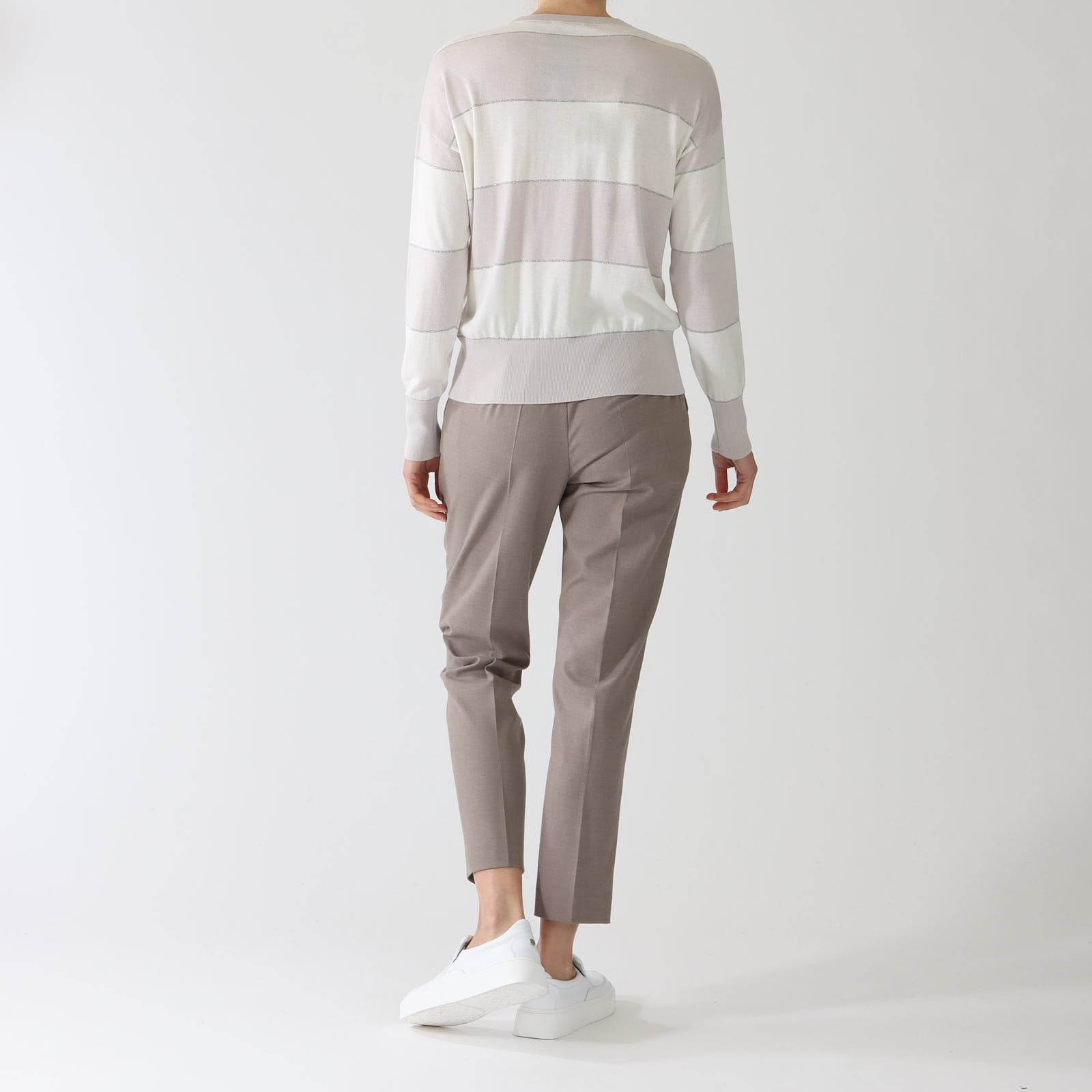 Perla and Bianco Lurex Striped Sweater