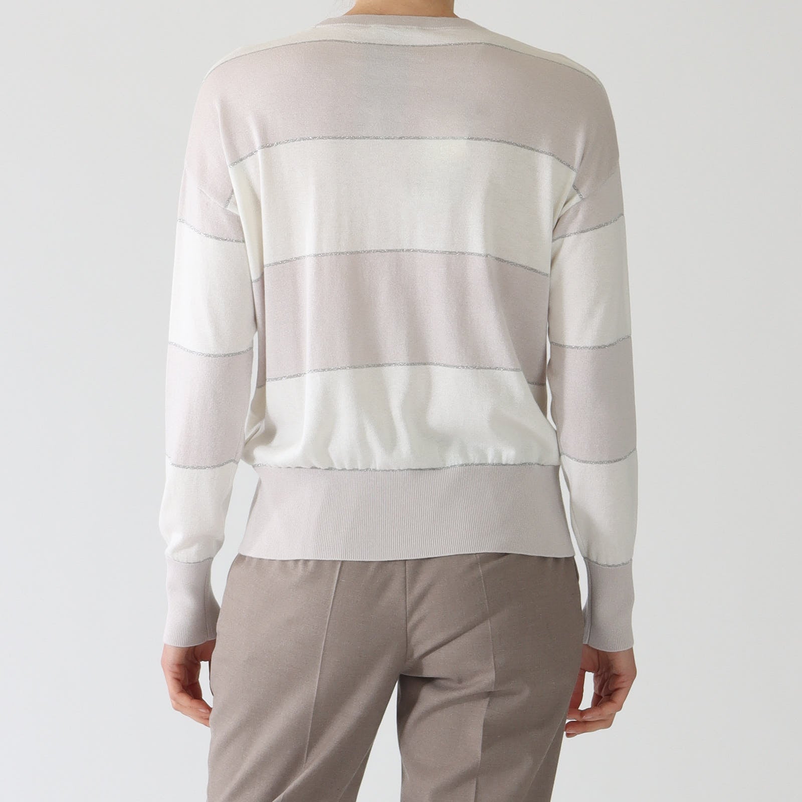 Perla and Bianco Lurex Striped Sweater