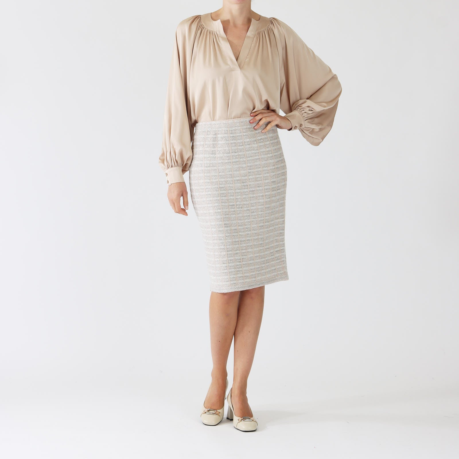 Phard Tweed Style Knit Pencil Skirt
