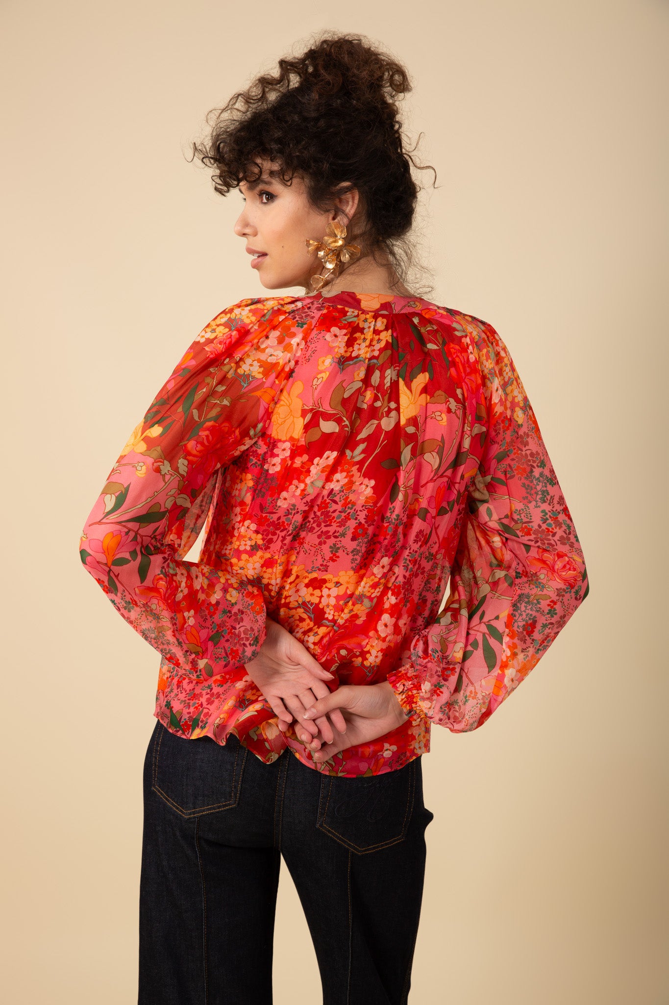 Pink Carmen Floral Print Blouse