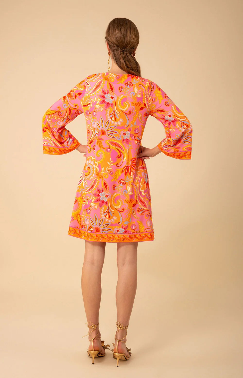 Pink Elliana Printed Jersey Mini Dress