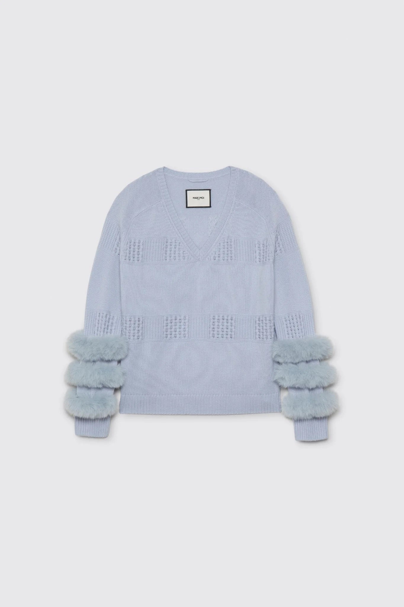 Pulpa Ciel Blue Cashmere Sweater With Fur Cuffs