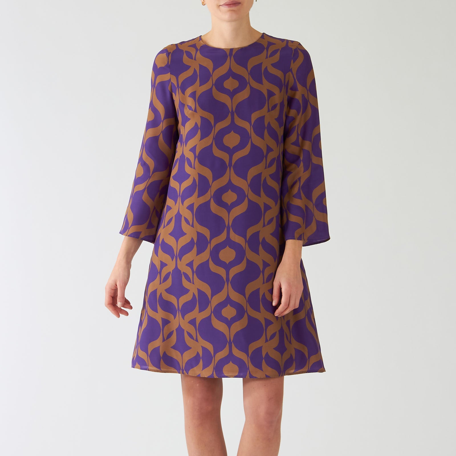 Purple Rain Geo Printed Silk Dress