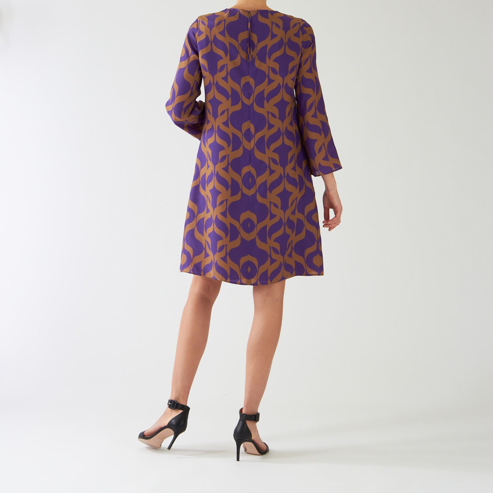 Purple Rain Geo Printed Silk Dress