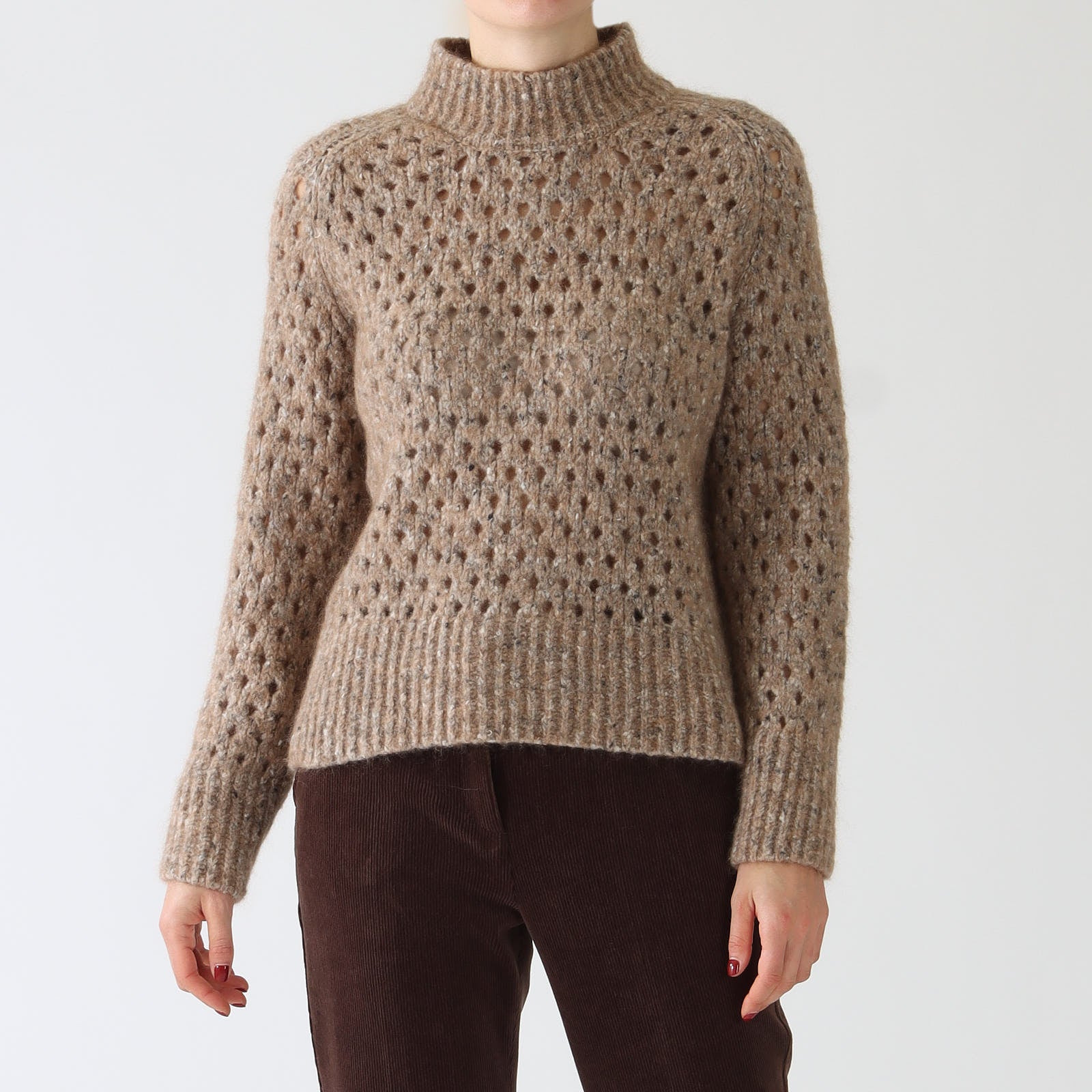 Raffia Melange Pointelle Knit Sweater