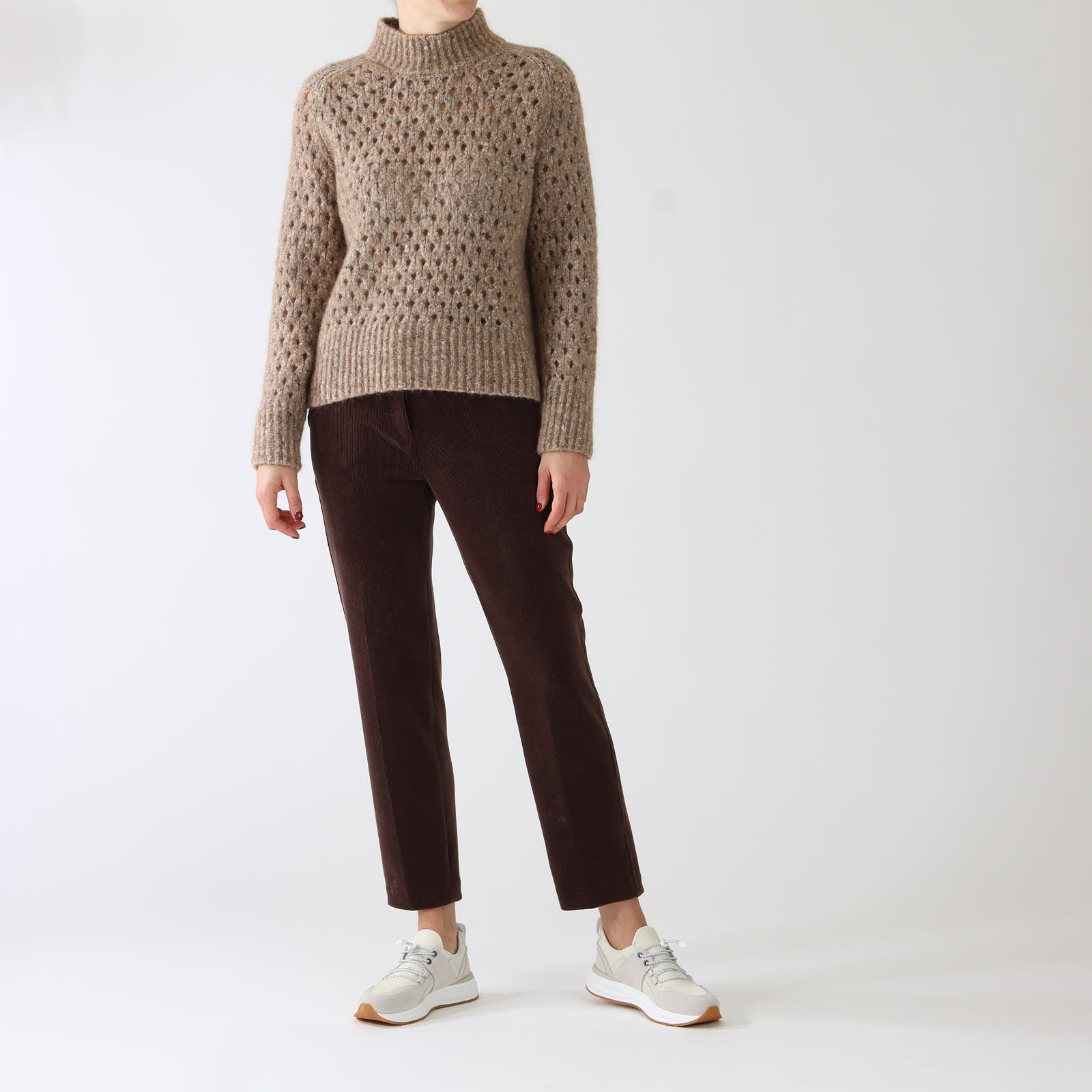 Raffia Melange Pointelle Knit Sweater