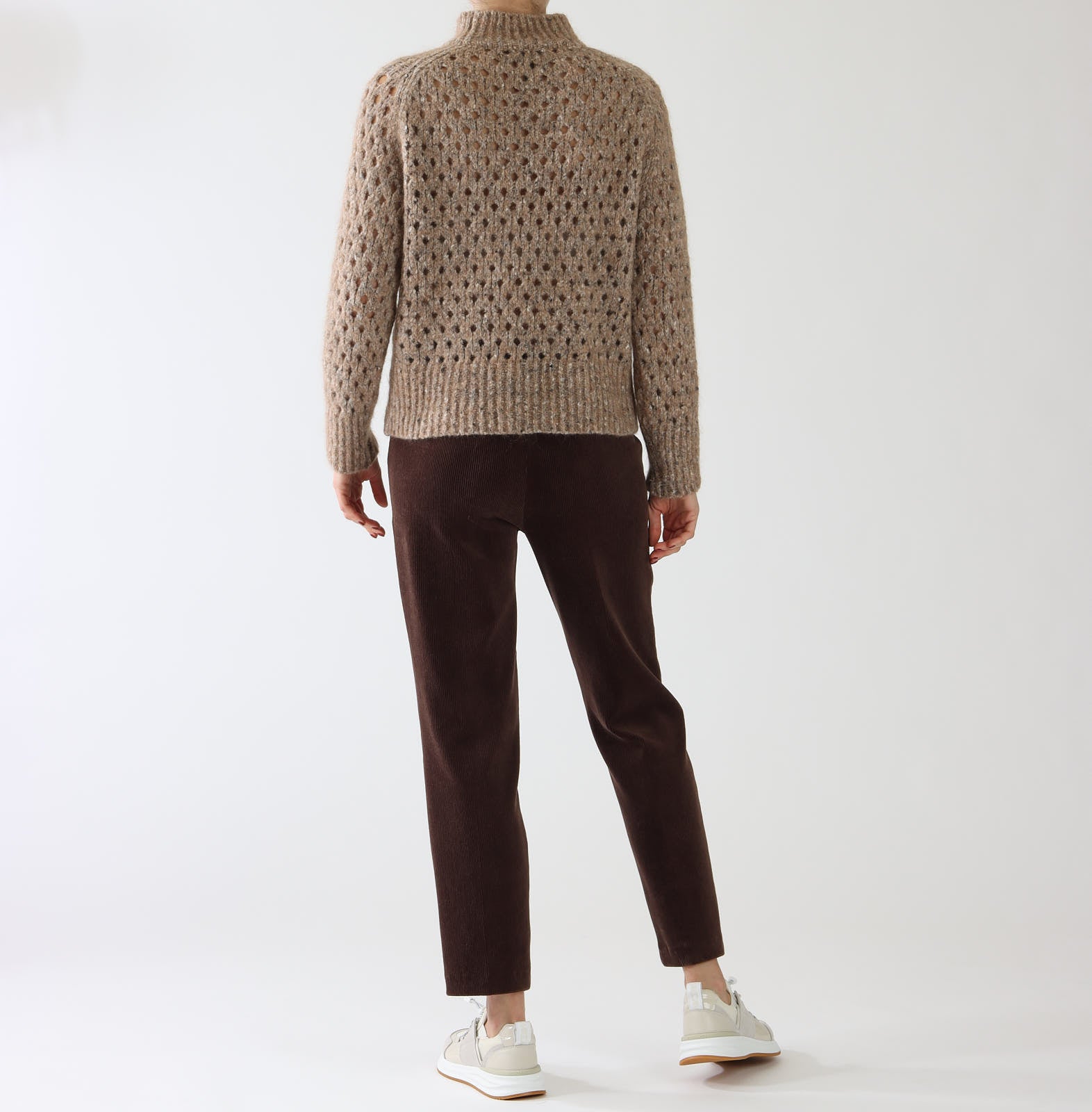 Raffia Melange Pointelle Knit Sweater