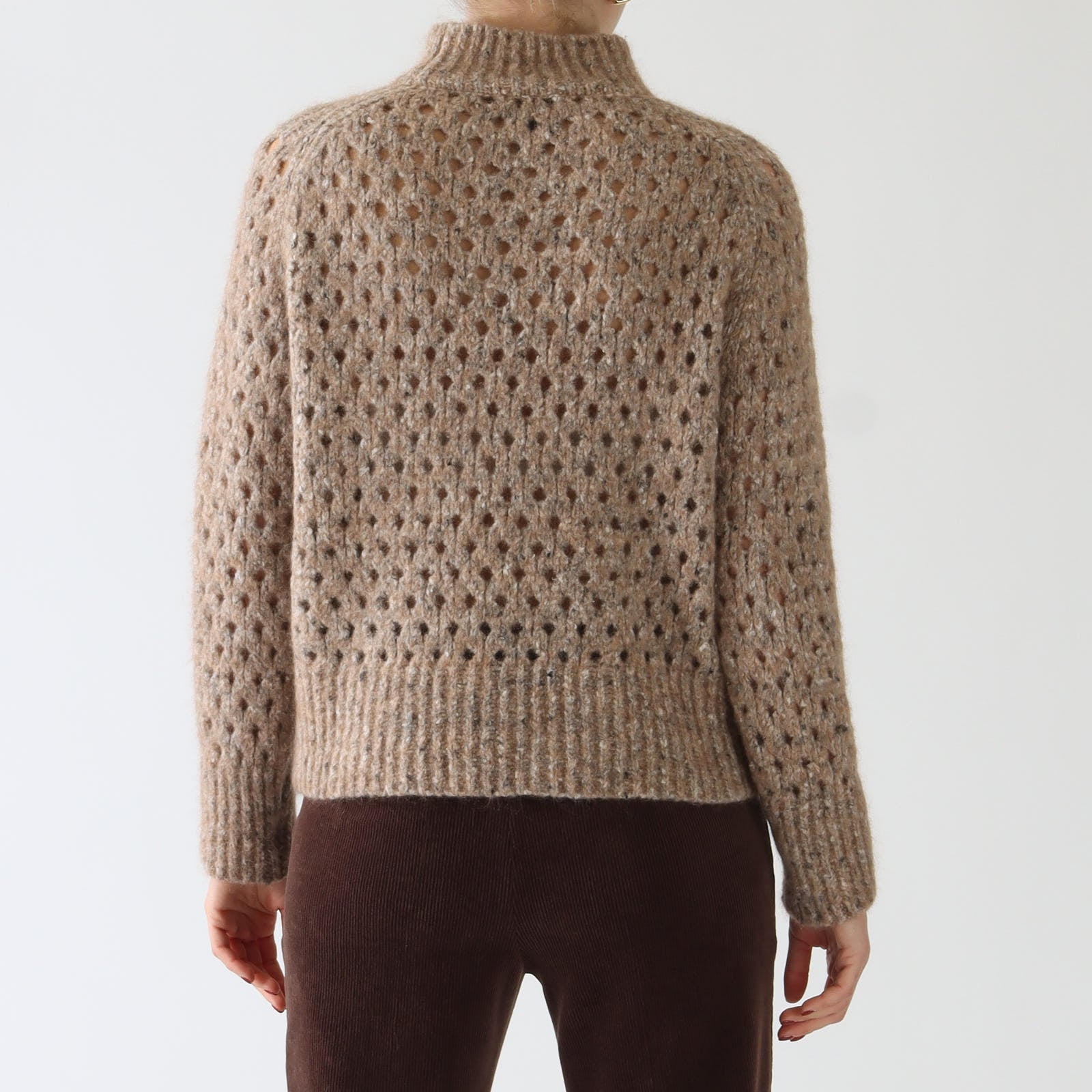 Raffia Melange Pointelle Knit Sweater