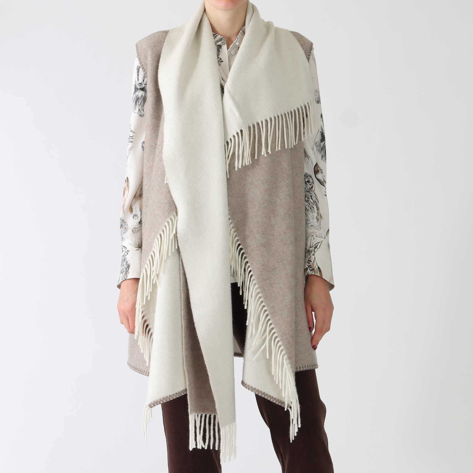 Raffia Melange Reversible Wool Shawl Waistcoat