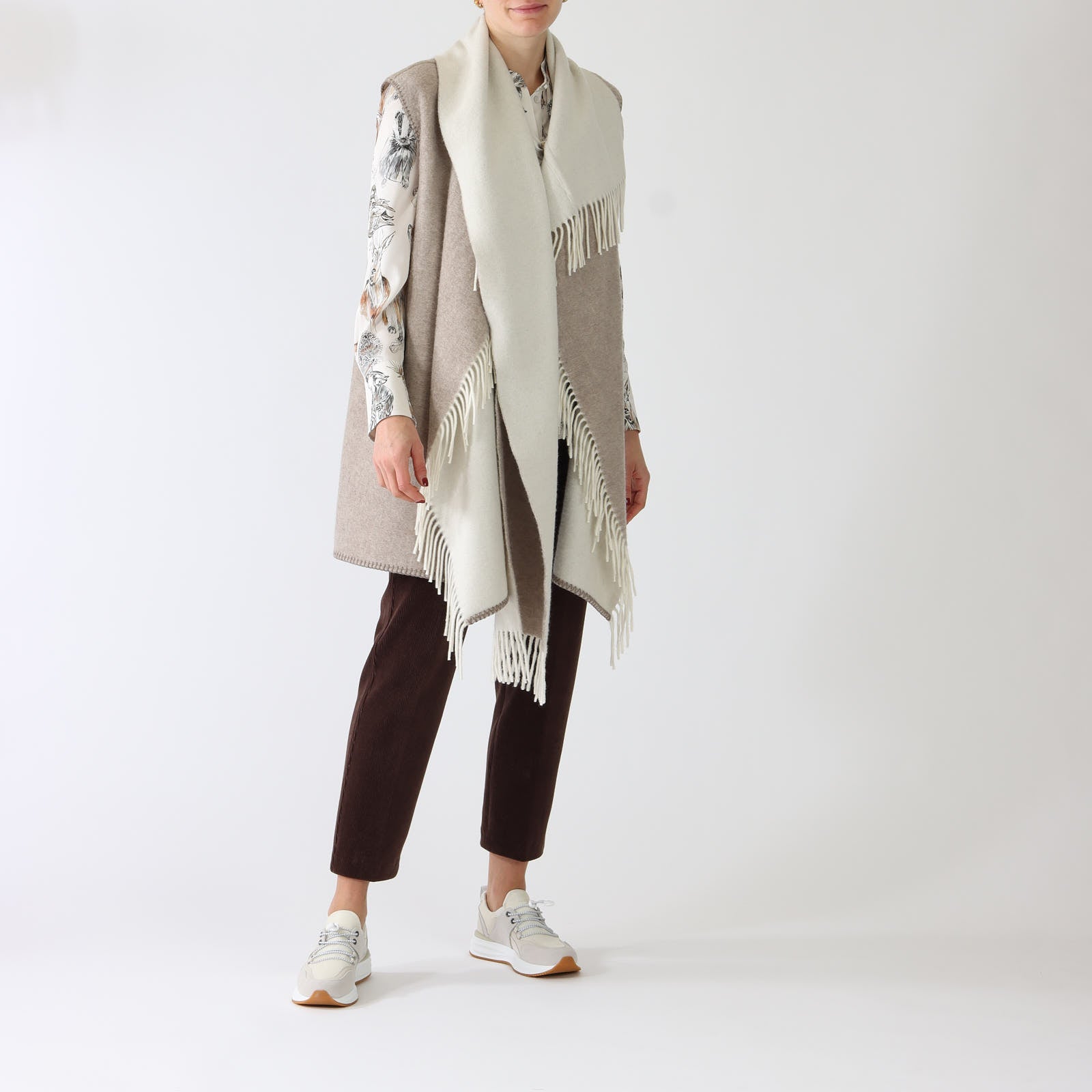 Raffia Melange Reversible Wool Shawl Waistcoat