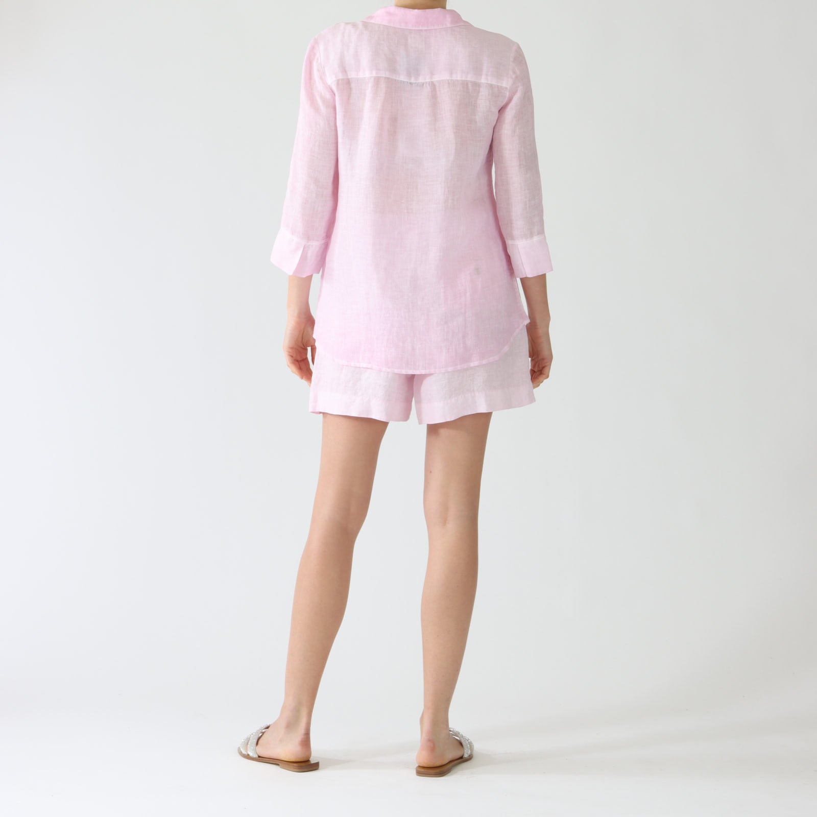 Rose Quartz Pull-On Linen Shorts