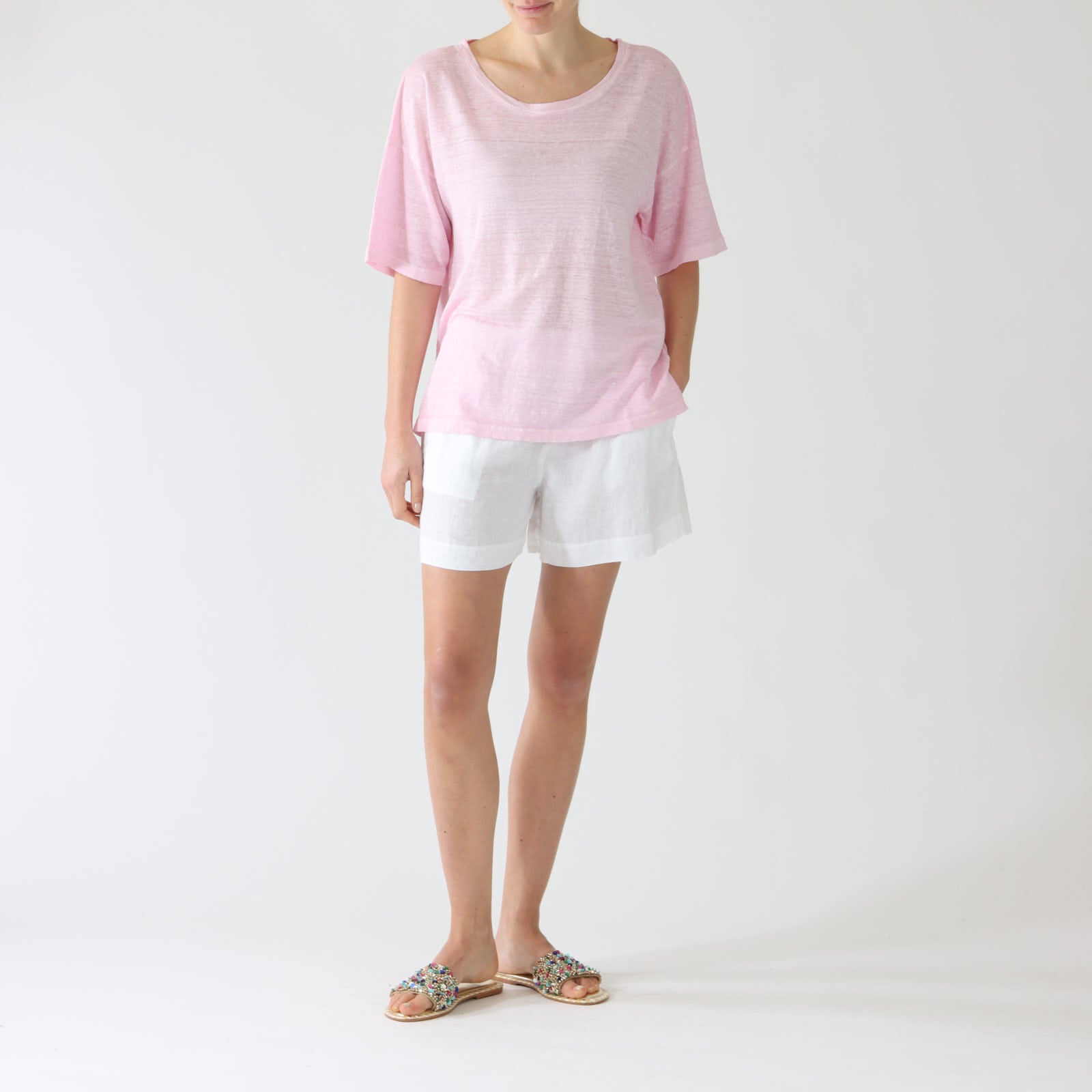 Rose Quartz Relaxed Linen T-Shirt