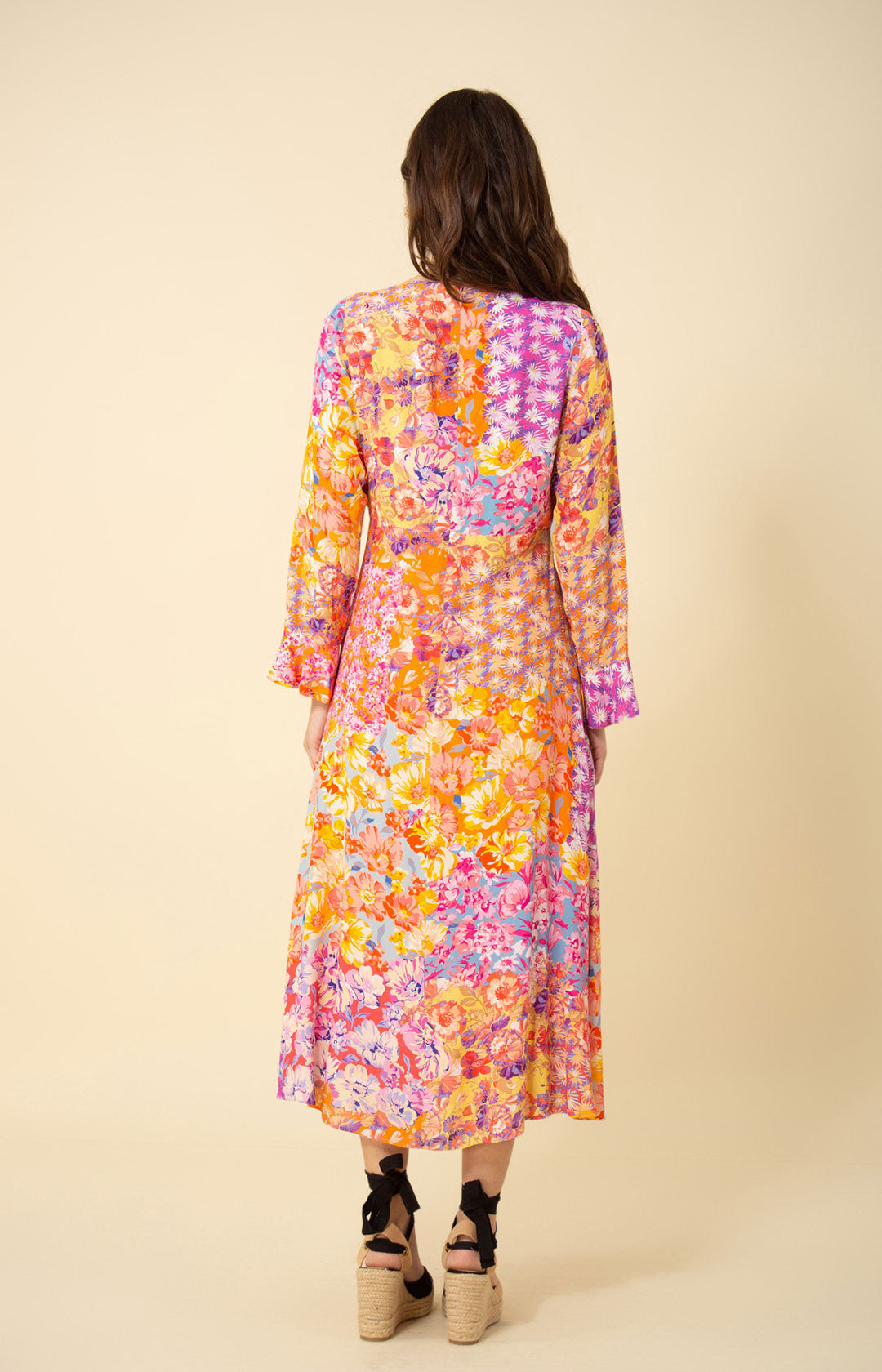 Rylee Coral Floral Print Midi Dress
