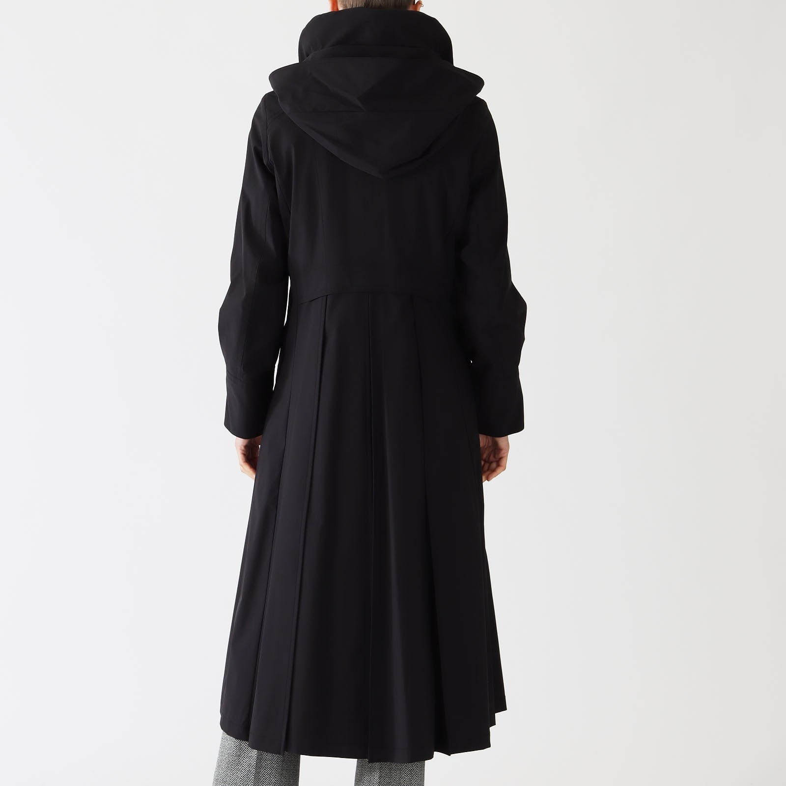 Moira Black Coat With Pleated Back