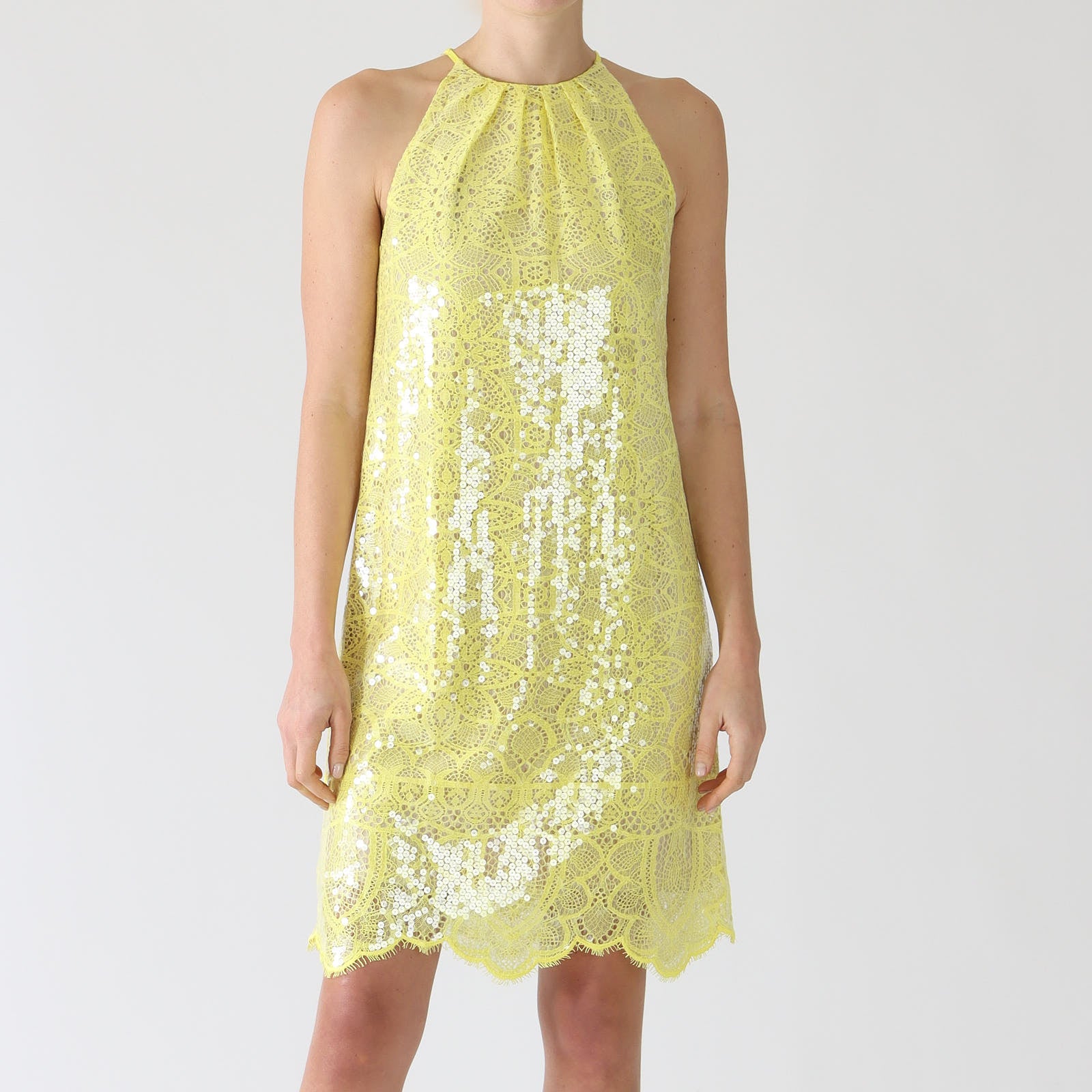 Maya Citrus Sequin Lace Dress