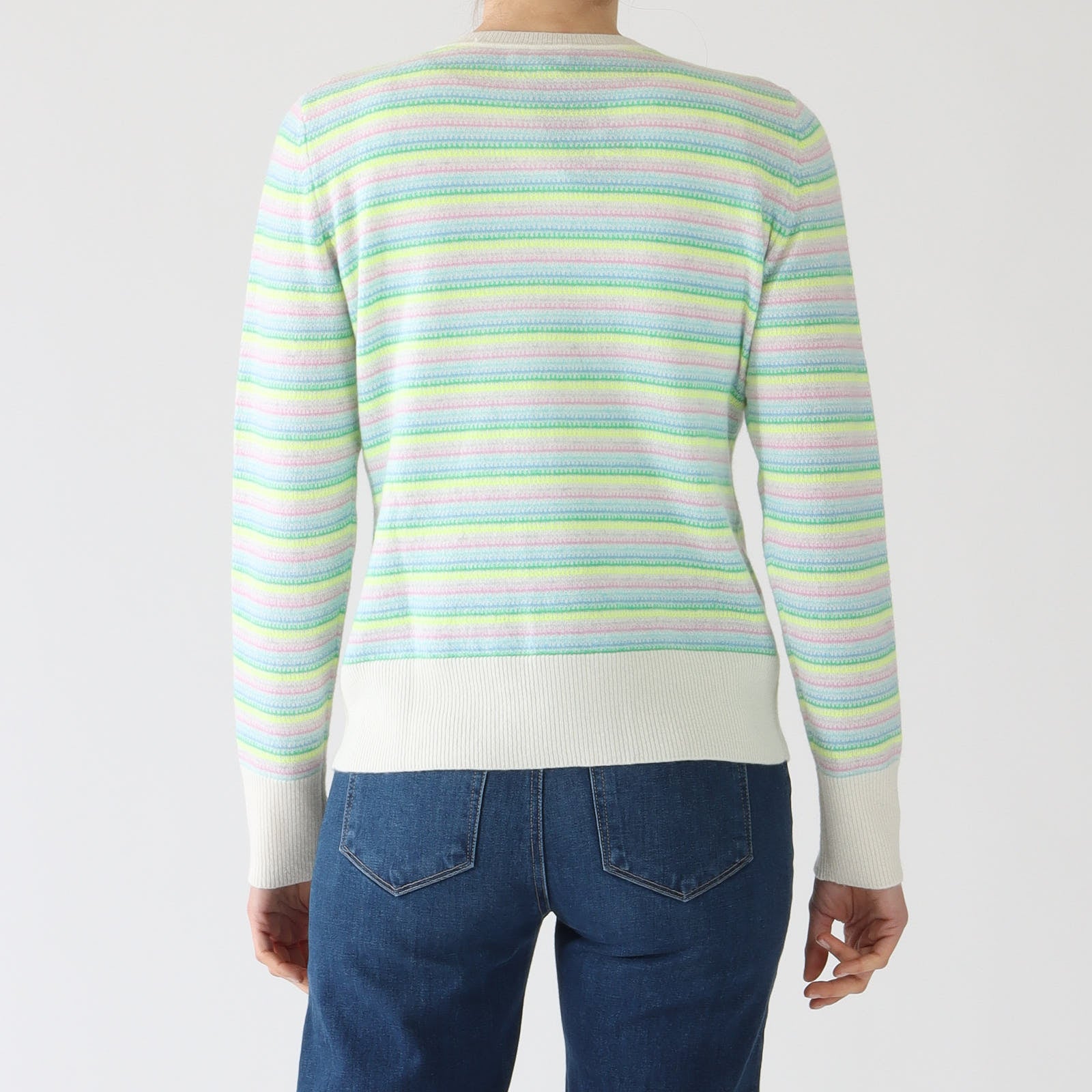 Ivory Henley Mirco Stripe Cashmere Sweater