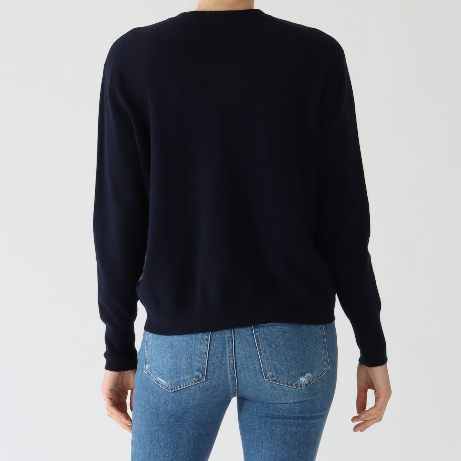 Navy Combo Snowscape Crew Cashmere Sweater
