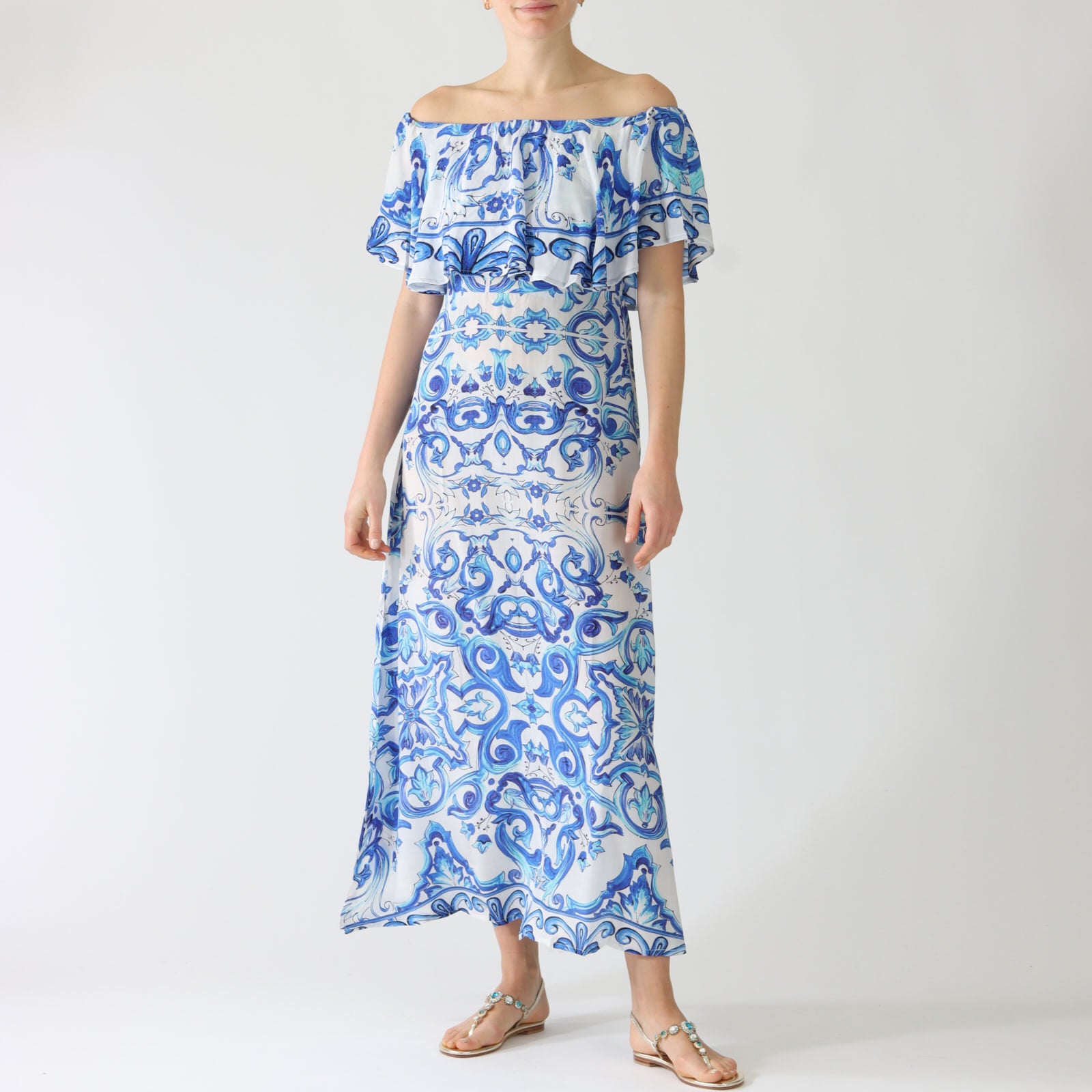 Venezia Ladybell Off The Shoulder Silk Maxi Dress