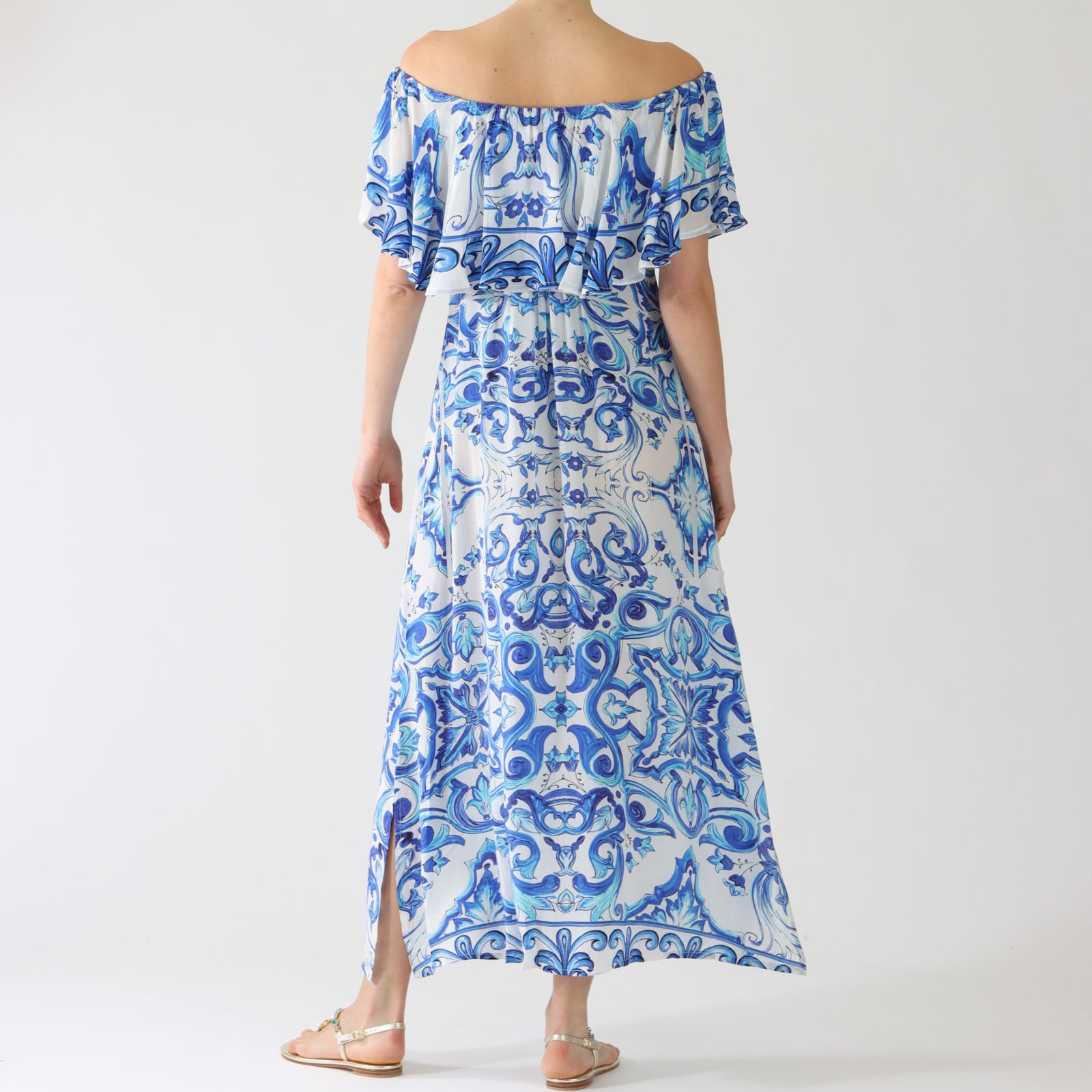 Venezia Ladybell Off The Shoulder Silk Maxi Dress