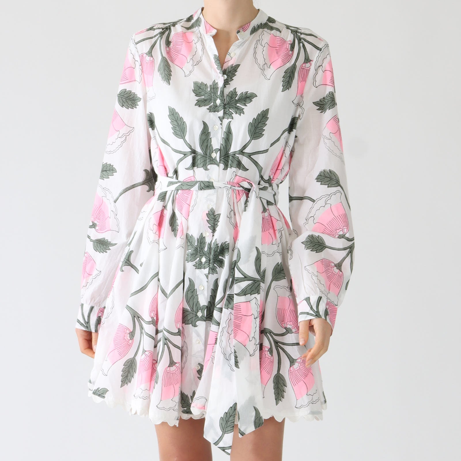 White & Candy Floral Long Sleeve Dress