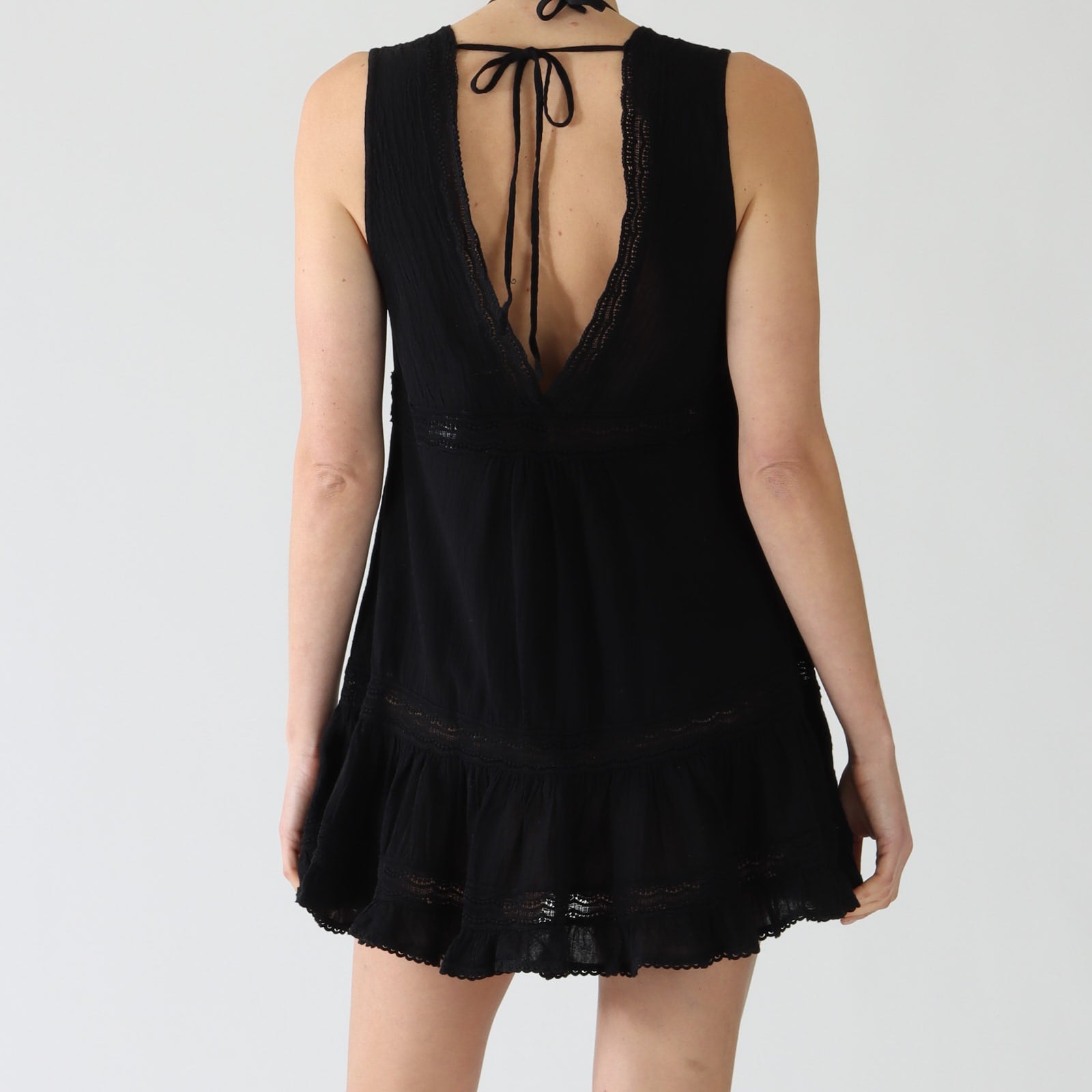 Scarlett Black Lace Trim Mini Beach Dress