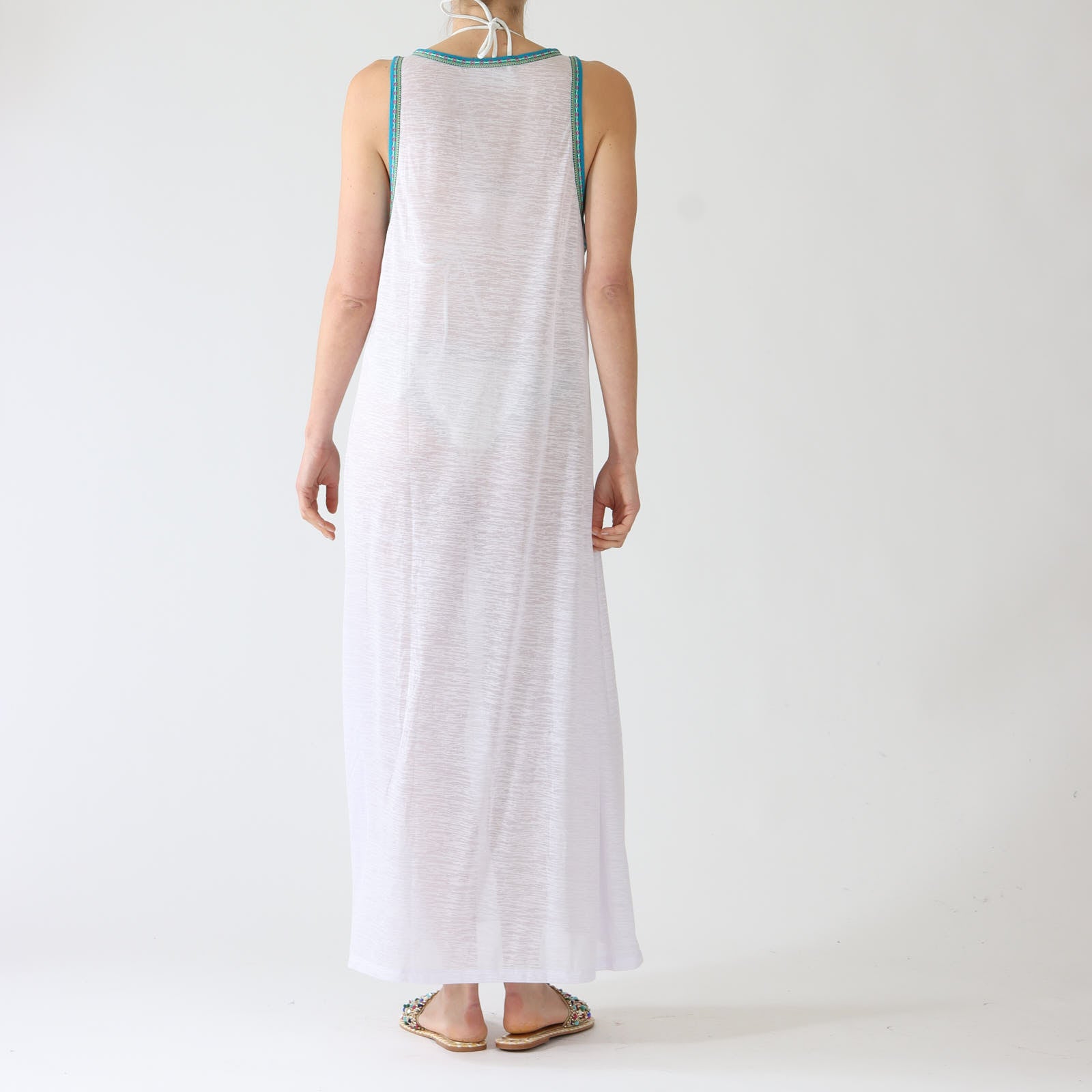 White Tassel Slit Maxi Dress