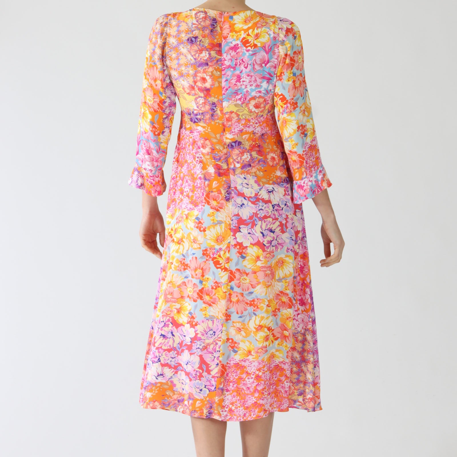Rylee Coral Floral Print Midi Dress