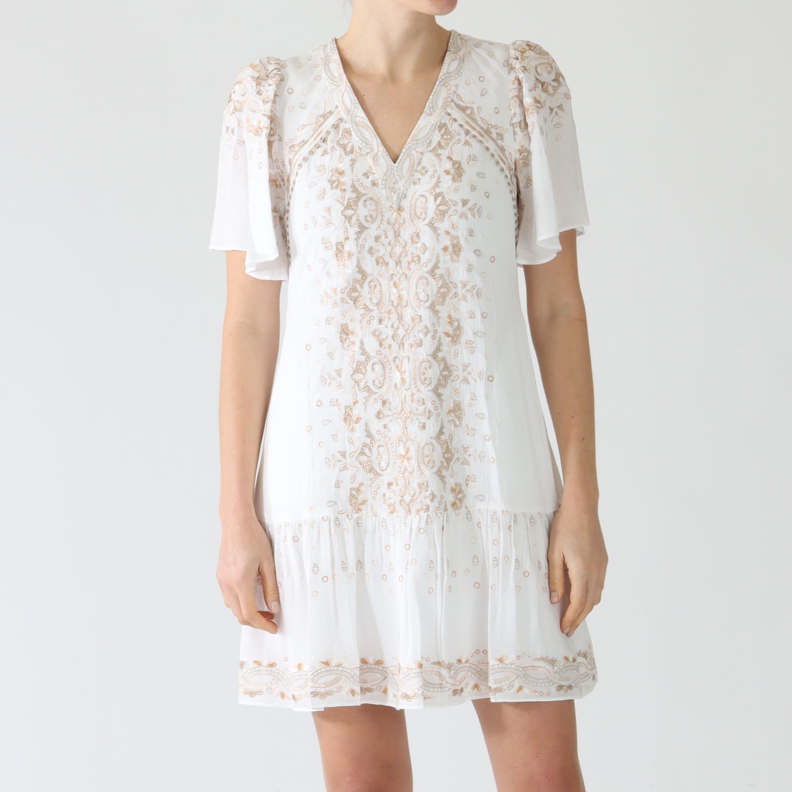 Ariana Ivory Embroidered Mini Dress
