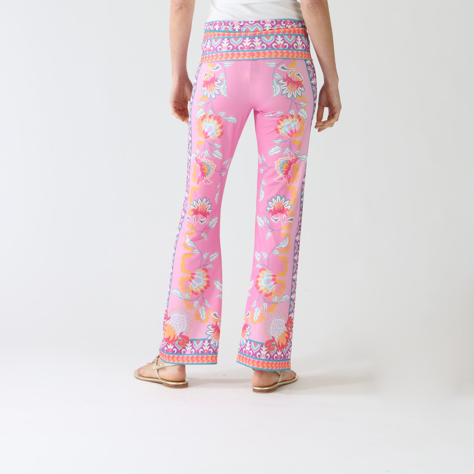 Madelyn Pink Printed Jersey Foldover Pants