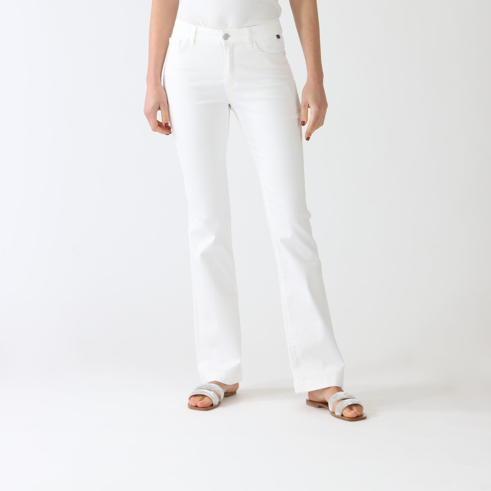 White Faro Stretch Bootleg Jeans