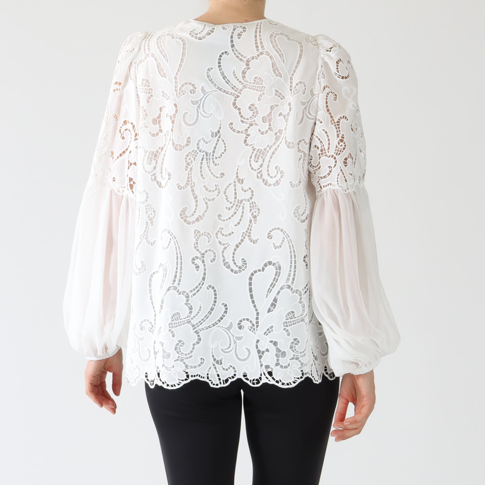 White Joan Button-Up Lace Blouse