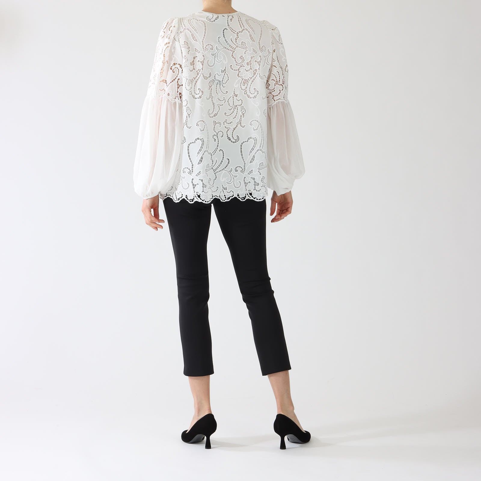 White Joan Button-Up Lace Blouse