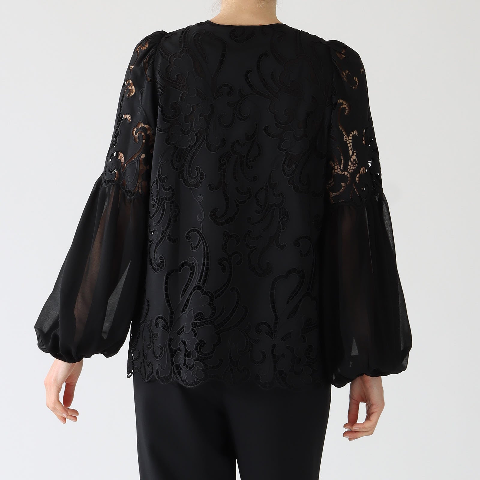 Black Joan Button-Up Lace Blouse