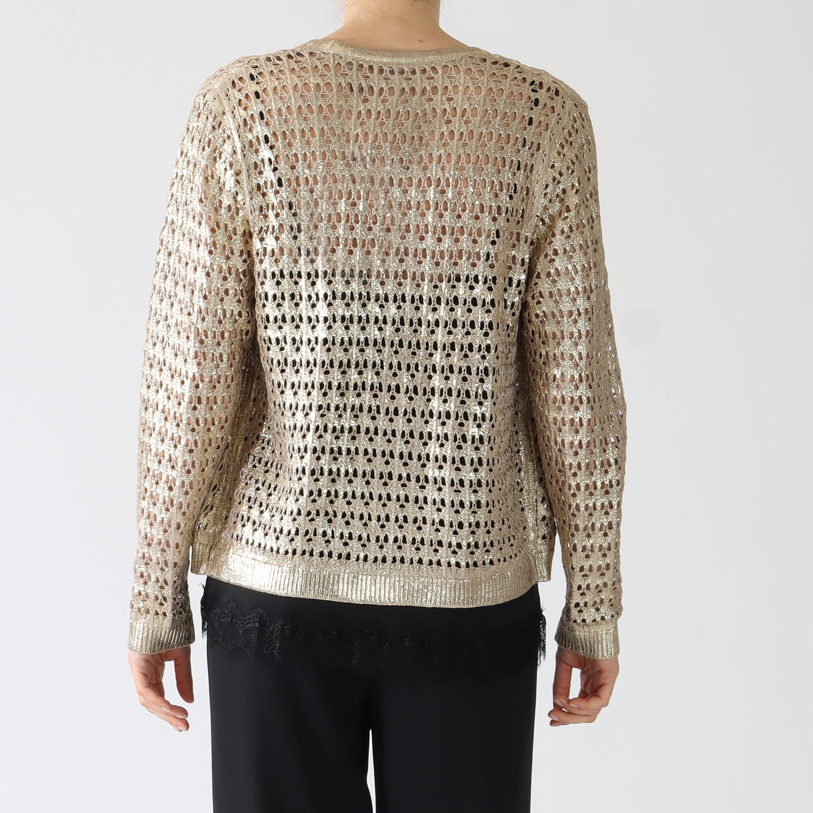 Gold Eve Openwork Knit Cardigan